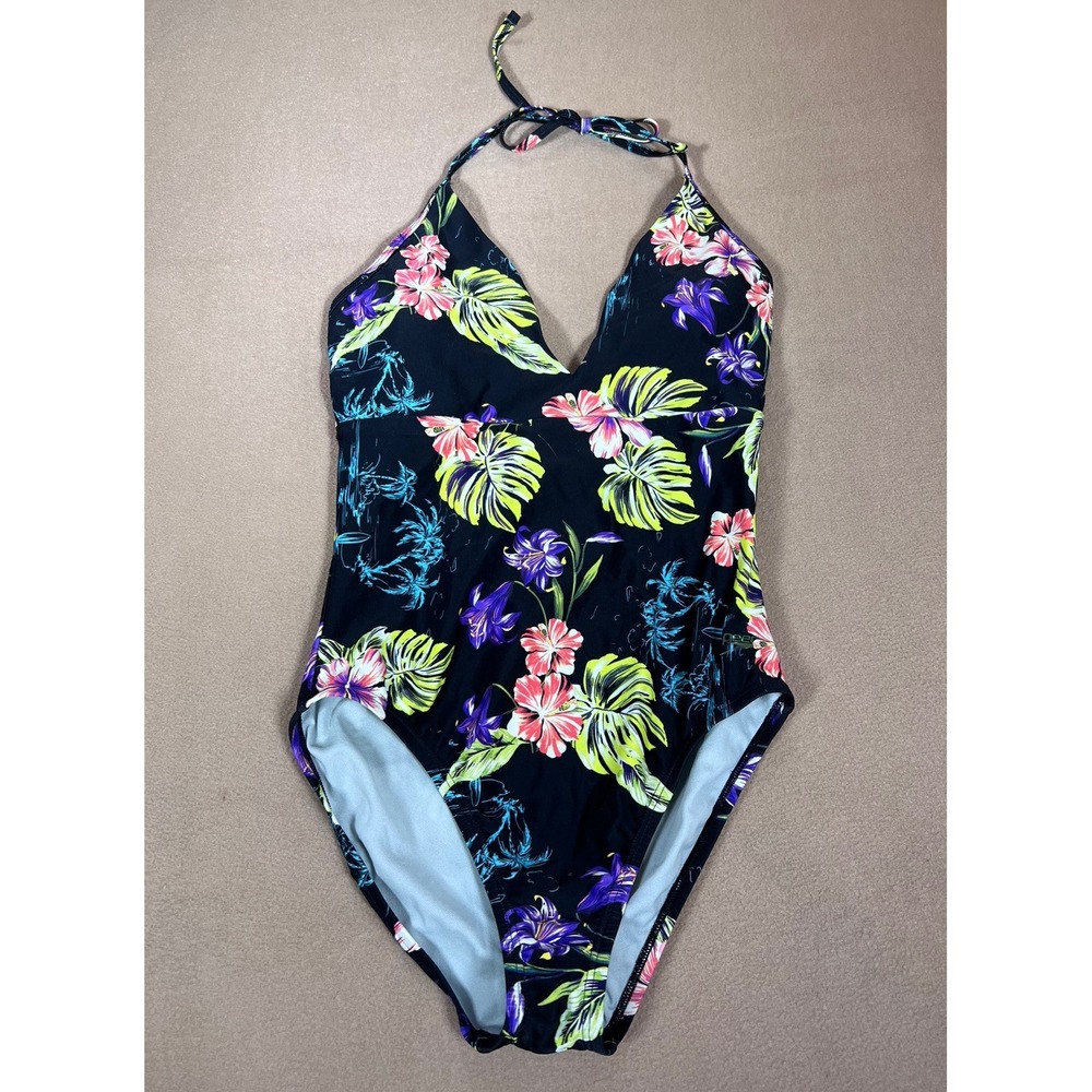 Speedo One Piece Swim Suit Womens Size 8 Tropical Floral Vacation Beach Medium